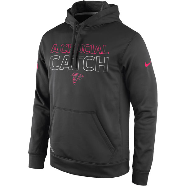 Men Atlanta Falcons Nike Breast Cancer Awareness KO Pullover Performance Hoodie Charcoal->atlanta falcons->NFL Jersey